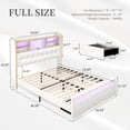 thumbnail image 3 of SIBEDS Full Bed Frame with Wingback Storage Headboard, Upholstered Platform Bed with LED Lights and 2 Storage Drawers, Charging Station, PU White, 3 of 9