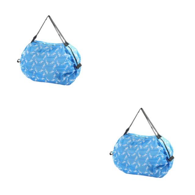 Thinsony Space-saving Foldable Storage Bags Items Organized On Go Reusable Polyester Shopping Bag For Travel Beach Bag Handbag blue puppy 2Set