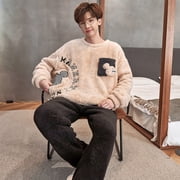 Antistatic Coral Fleece Men‘s Winter Pajamas Set Thicken Flannel Warm Sleepwear Big Size 3XL Zipper Soft Pajama Men pyjama homme tzw