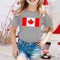 thumbnail image 2 of T-shirt à Manches Courtes pour Filles de la Fête du Canada, Col Rond d'Été, Coupe Décontractée, Chandails de Base, 2 of 4
