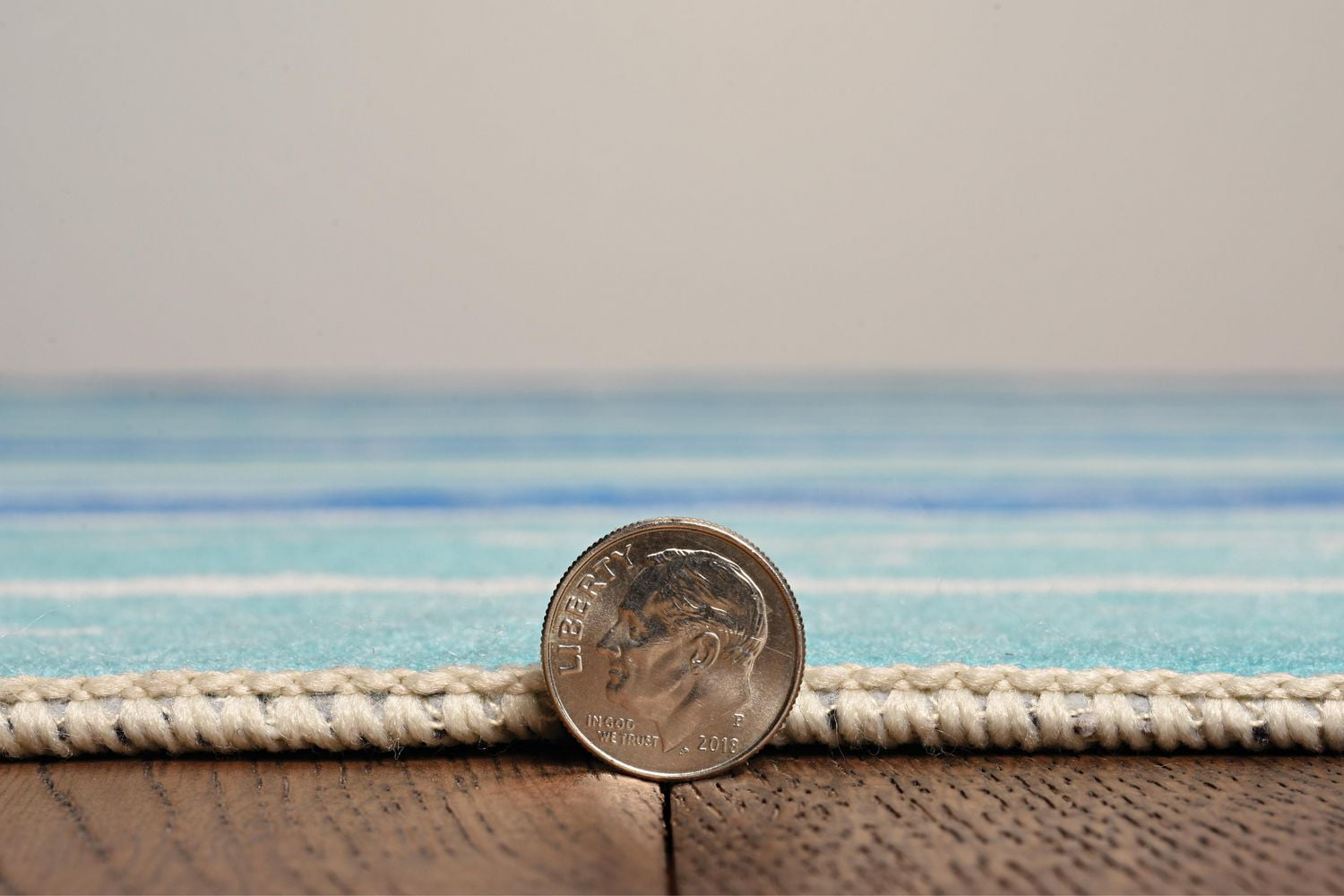 Tapis lavable Janna 5 pi x 7 pi ivoire et bleu