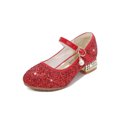 thumbnail image 1 of UKAP Girls Mary Jane Chunky Block Princess Shoe Rhinestone Dress Shoes Uniform Heeled Sandals Lightweight Pumps Red 9C, 1 of 2