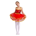 thumbnail image 1 of Hansber Robe Tutu de Danse pour Filles Enfants Paillettes Jazz Fête Danse Costume de Performance Rouge 6, 1 of 7