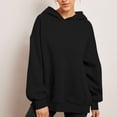 thumbnail image 2 of RKSTN Hoodies for Women Fall Solid Color Basic Loose Hoodie Plus Size Sweatshirt Long Sleeve Kangaroo Pocket Drop Shoulder Pullovers Tops, 2 of 6