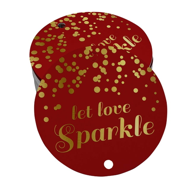Inkdotpot Pack Of 50 Real Gold Foil Paper Tags Let Love Sparkle Wedding Favor Hang Tags