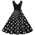 thumbnail image 3 of Kcodviy Robe Gothique Vintage d'Été à Pois pour Femme, Imprimé, Sans Manches, Décontractée, Soirée, Élégante, Robes 2025, Robe de Fête, Robe de Bal, 3 of 5