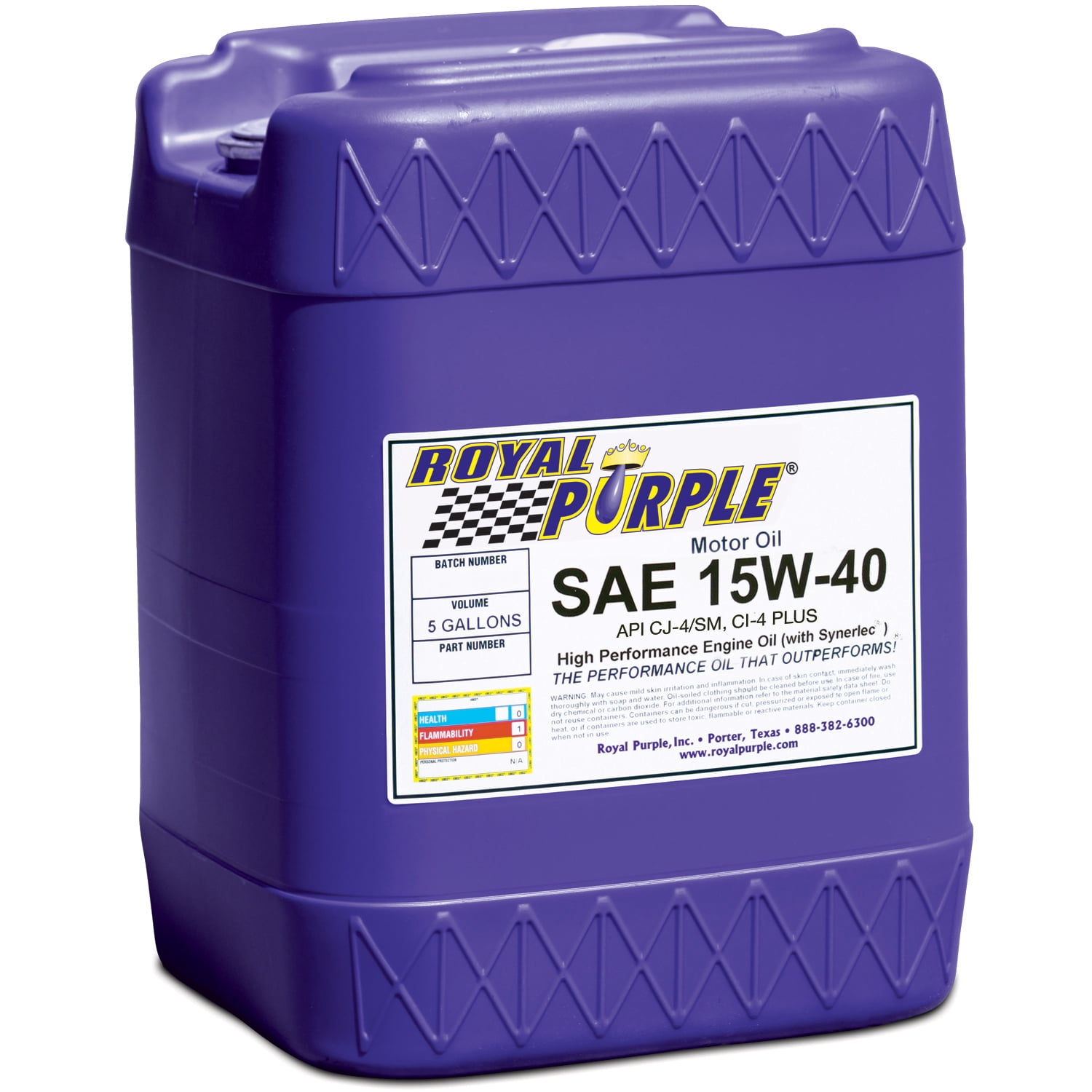 Royal Purple 05154 Oil RP Series SAE 15W-40; Synthetic; 5 Gallon Pail; Single