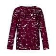 thumbnail image 4 of IROINID Liquidation Hauts pour Femmes Grande Taille Imprimé Manches Longues Confortable Respirant T-Shirt à Col Rond Hauts, Bourgogne, 4 of 8