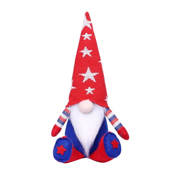 Handmade Crochet American Flag Gnome Doll | Patriotic Long-Legged Elf Decor for Independence Day | Tabletop Shelf Mantel Home Decor Gift