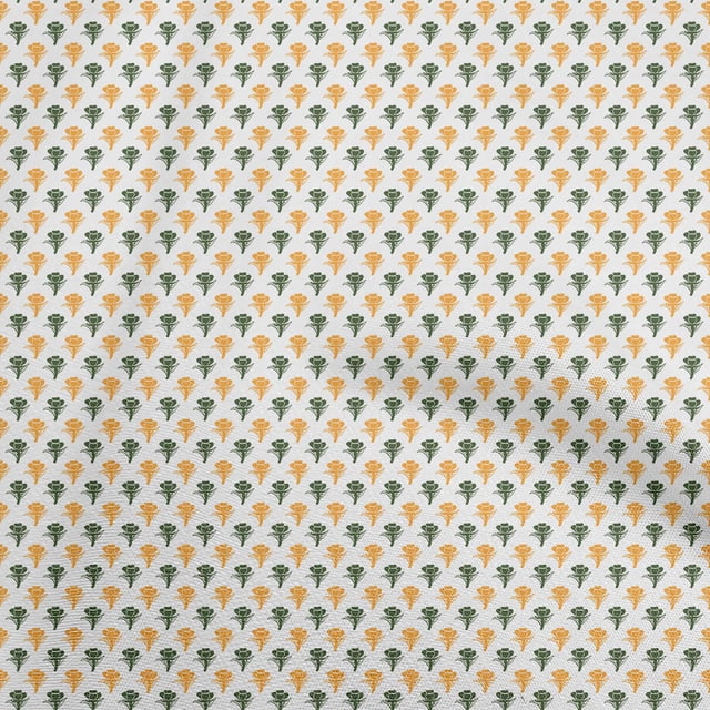 oneOone Polyester Spandex Orange Fabric Asian Floral Block Sewing Material Print Fabric By The Yard 56 Inch Wide