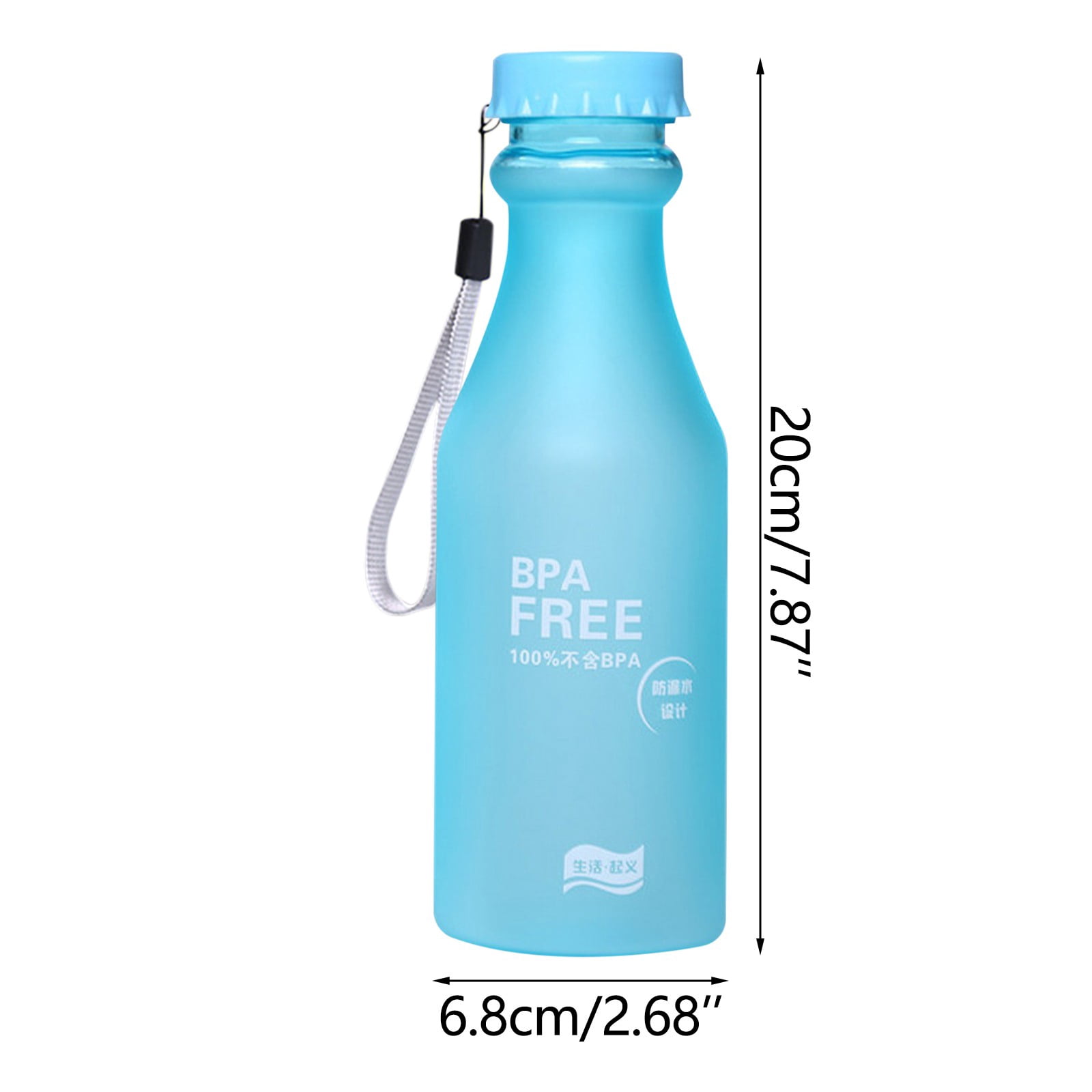 EARKITY Water Bottles, BPA-Free Water Bottle, Sports Water Bottle with Strap, Leakproof Water Jug for Fitness, Frosted Plastic Transparent Water Cup for Kids Adult School Gym Office Travel Outdoor
