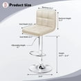 thumbnail image 4 of Homall Bar Stools Set Of 2 Modern PU Leather Height Adjustable Swivel Barstools, Hydraulic Kitchen Counter Square Island BarStool With Back, Beige, 4 of 7