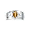 thumbnail image 1 of RYLOS Men's Rings 14K White Gold Classic 7X5MM Oval Gemstone & Diamond Ring Tiger Eye November Birthstone Rings For Men, Gold Rings Size 13, 1 of 7