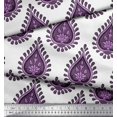 thumbnail image 3 of Soimoi Purple polyester Crepe Fabric Floral Block Printed Craft Fabric by the Yard 52 Inch Wide, 3 of 5
