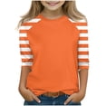 thumbnail image 1 of SERTG T-Shirt Mode Enfant Col Rond Manches 3/4 Imprimé Col Rond pour Été et Printemps 4-15 Ans (Orange4,11 Ans), 1 of 7