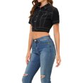thumbnail image 4 of INSPIRE CHIC Veste Décontractée pour Femme Manches Courtes Veste en Jean Denim Courte Noir P, 4 of 5