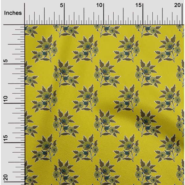 oneOone Cotton Flex Fabric Leaves & Floral Block Print Sewing Fabric BTY 40 Inch Wide