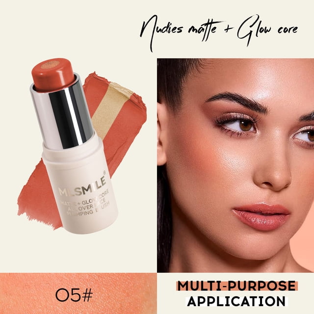 Clearance! Gspmoly Blush Makeup, Two Color Blush Sandwich Blush Sticklips and Cheeksnatural Makeup Holding Highlighting Gradual Rouge Blush Balm Cream Blush