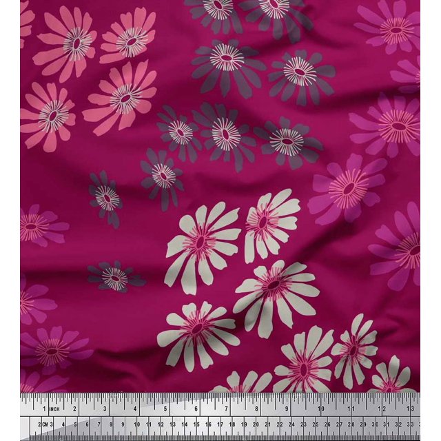 Soimoi Poly Georgette Fabric Artistic Flower Fabric Prints By Yard 52 Inch Wide
