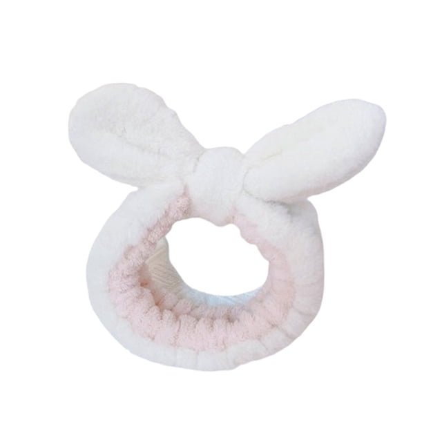 Transemion Soft And Lightweight Shower Up Headband Cute Animal Ears Wide Applications Multifunctional Hair Band White