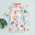 thumbnail image 4 of Fortune Toddler Girls Rash Guard Swimsuit Short Sleeve Floral Print Ruffle Bathing Suit, 4 of 7
