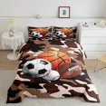thumbnail image 2 of Erosebridal Ensembles de Couette Soccer Baseball Format Simple, Couettes et Duvets Camouflage Brun pour Enfants Ados, Réversible, 2 of 7