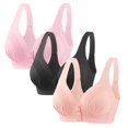 thumbnail image 1 of Timegard 3pc Wireless Bras for Women Front Closure Full Support Wide Strap Comfort Breathable Everyday Bra, 1 of 4
