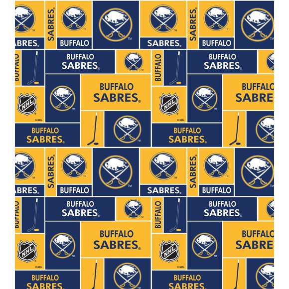 Buffalo Sabres Cotton Fabric W/Classic Geometric Design-Sold by The Yard