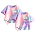 thumbnail image 1 of Jamicy T-shirts pour Filles Cadeau pour Enfants Hauts Mignons pour Filles 2 Pcs Manches Courtes T-Shirts d'Été Mode Graphiques Col Rond Chandail Tee, 1 of 3
