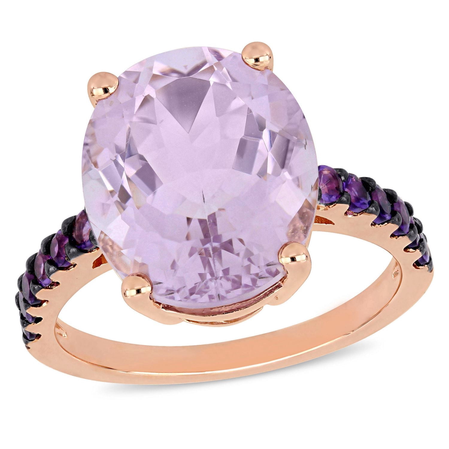Tangelo 7-7/8 Carat T.G.W. Rose De France And Amethyst Plated Sterling Silver Cocktail Ring