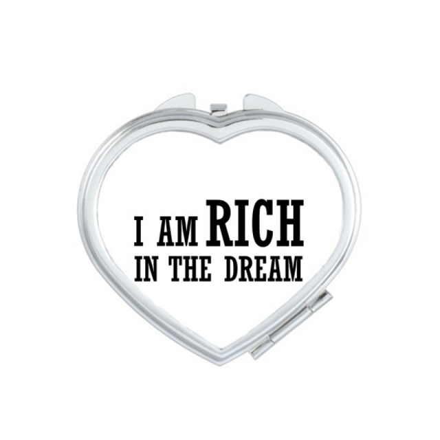 Je Suis Riche en Rêve Coeur Miroir Voyage Grossissement Portable Poche Maquillage