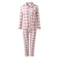 thumbnail image 3 of 2025 Ensembles de Pyjama pour Femmes Femmes Décontracté Col à Revers Bouton Manches Courtes Vêtements de Nuit pour Femmes Imprimé à Carreaux Deux Pièces Hauts de Pyjama Femmes Pyjamas à Manches Longues Pyjamas Capri pour, 3 of 7