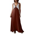 thumbnail image 2 of TACILIP Robes pour Femmes, Robe Unie à Col en V Sans Manches à Blocs de Couleur pour Femmes, Cadeaux pour Femmes, 2 of 8