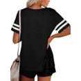 thumbnail image 5 of Ensemble de Pyjama à Rayures pour Femmes, Manches Courtes, Chemise de Nuit avec Shorts, 5 of 5