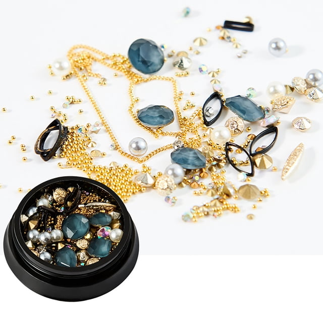 EGNMCR Star And Shape Jewelry Set Copper Round Sequins Nail Rhinestones Nail art