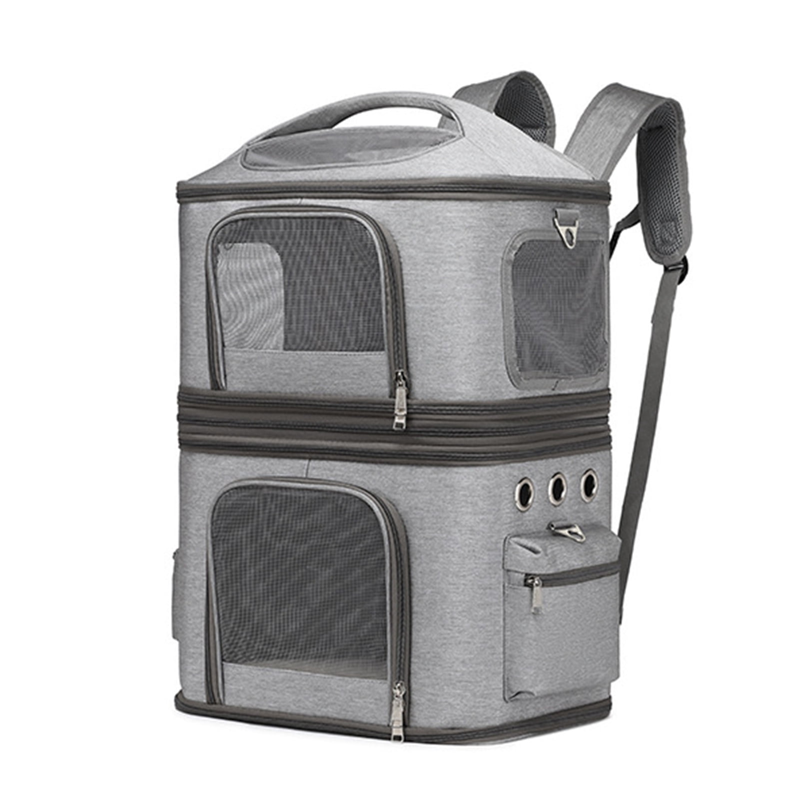 Double Compartment Pet Carrier Backpack Cat Backpack Carrier for 2 Cats Detachable Design Traveling Hiking Camping 41x31x65cm for 2 Small Cats Dogs and Rabbits