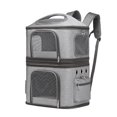 thumbnail image 1 of Double Compartment Pet Carrier Backpack Cat Backpack Carrier for 2 Cats Detachable Design Traveling Hiking Camping 41x31x65cm for 2 Small Cats Dogs and Rabbits, 1 of 7