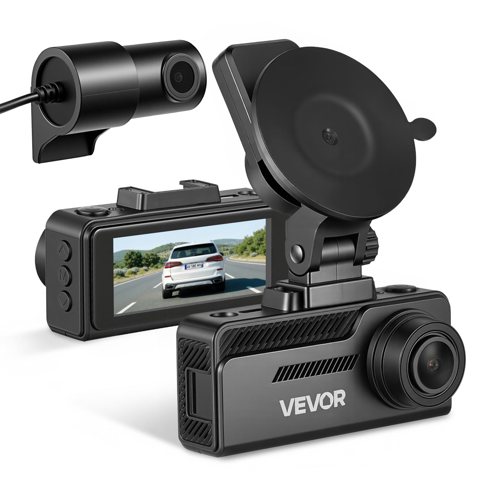 VEVOR Dash Cam Front and Rear, 4K+1080P, 32 GB Card Included, Dual Channel Dash Camera for Cars with Built-in GPS, G-Sensor, Front 129° & Rear 125°, 3.18" Large Screen, Loop Recording, Parking Mode