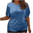 thumbnail image 1 of Timegard Womens Tops Plus Size Side Ruched Drop Shoulder Crewneck Short Sleeve Workout Top Comfy Casual, 1 of 6