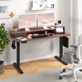 thumbnail image 2 of Costway 55"x 24" Electric Standing Desk with 2 Drawers Monitor Stand Storage Shelf Brown, 2 of 9