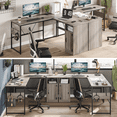 thumbnail image 3 of Bestier Reversible 60 inches L Shaped Computer Desk with Storage Cabinet Office Desk for 2 Person, 3 of 7