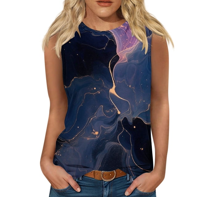 LSLJS Mode Femmes Débardeur Imprimé Sans Manches Confortable Respirant Col en V Blouses Tops, Débardeurs Femmes
