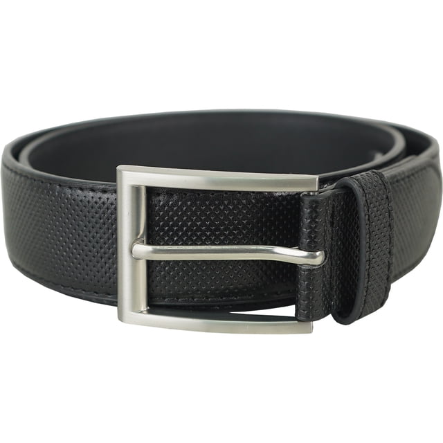 vangelo Men Classic Dress Belt Black Debossed Size 30 Inch Fits Waist Length 28 to 30 Inch