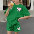 thumbnail image 2 of Robe d'Été à Manches Courtes Haut à Manches Courtes et Short Ensemble Deux Pièces pour Enfants Mignonne Détente d'Été Col Rond, 2 of 6