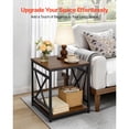 thumbnail image 2 of KFFKFF End Table, 2-Tier Square Side Table with Open Storage Shelves, Modern Nightstand Bedside Desk with X-Design Metal Frame, 2 of 9