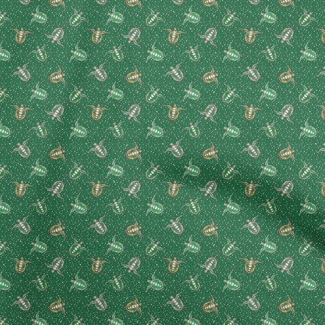 oneOone Rayon Green Fabric Tortoise Sewing Material Print Fabric By The Yard 56 Inch Wide