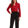 thumbnail image 1 of INSPIRE CHIC Chemise Élégante à Manches Longues Col en V pour Femme TG Rouge, 1 of 5