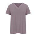 thumbnail image 4 of AherBiu Plus Size T Shirts for Women V Neck Loose Short Sleeve Tops Blouses Solid Color Basic Tees, 4 of 6