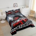 thumbnail image 4 of Erosebridal Fast Car Comforter Sets Queen Size For Teens,Sport Car Bedding Queen Comforter Set,Geometric Plaid Room Decorative,Reversible,Ultra Soft,3-Piece, 4 of 8