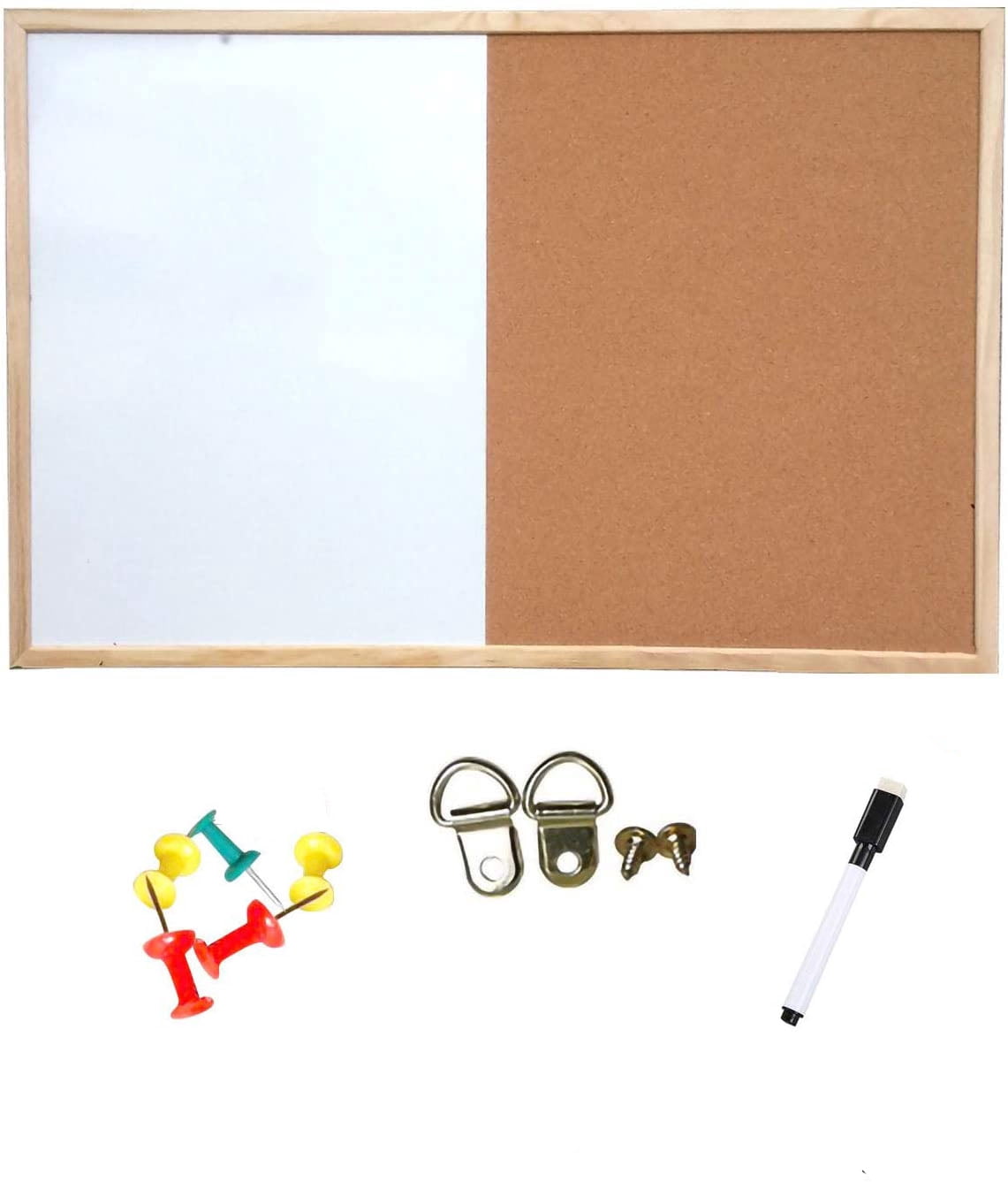 Dry Erase Board and Cork Bulletin Board Combination,11.8x15.7 Inch Combo Whiteboard Cork Message Board for Office Home Decor